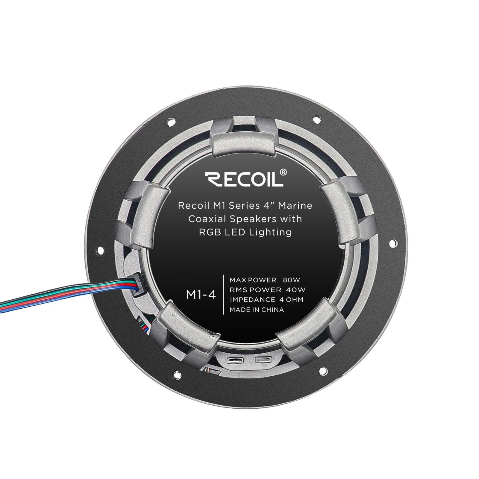 M1-4 4" Marine & Powersports Coaxial Speakers with RGB LED Lighting | 160W Max | Pair