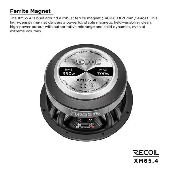 XM65.4 – 6.5" Pro Midrange Speaker | 350W RMS | Carbon Fiber Cone