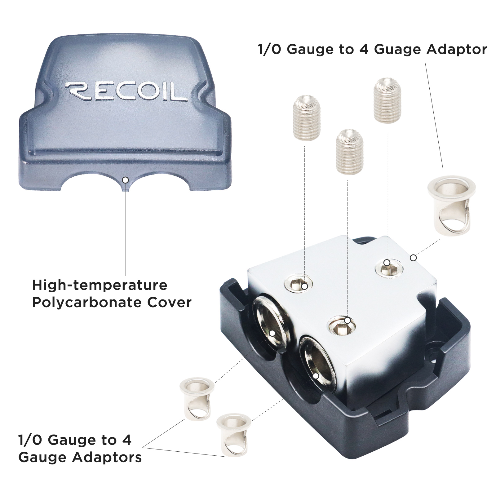 thumbnail image 2 of 2-Way 0 Gauge Power Distribution Block - Car Audio Ground/Power Distributor (uxcell) 2 of 10