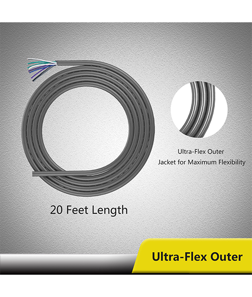 20ft 9-Conductor Speaker Cable - 18AWG Car Audio Wire | 4-Channel Amp Installation Kit
