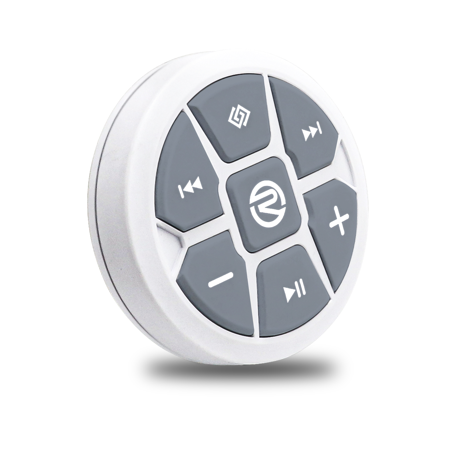 PRC-2W Waterproof Bluetooth Media Button, Wearable & Steering Wheel Remote Control for Car, Bike, Boat and Powersports Vehicles, Compatible with iPad Pro, iPad Air, MacBook Air, MacBook Pro, iPhone, Samsung Galaxy or Any Android Devices, White Color
