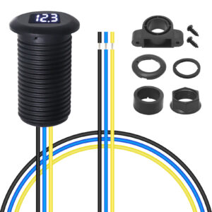 MDV Super Mini Waterproof LED Display Voltmeter for Boat Marine Vehicle ATV UTV Truck Car Camper Caravan Bright White LED Display, Flush or Surface Mount