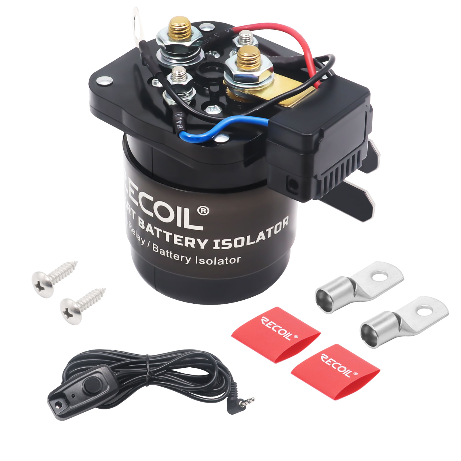 SRL500 Microprocessor Controlled 500A Smart Battery Isolator and High Current Starter Relay, Dual Sensing Smart Relay, with Ring Terminals