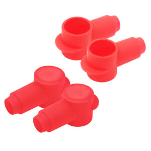 STC40-4R 4 Pack Silicone Terminal Covers for Alternator Battery Stud and Power Junction Blocks, Fits 3/0AWG to 4/0AWG Wire, 4pcs Red