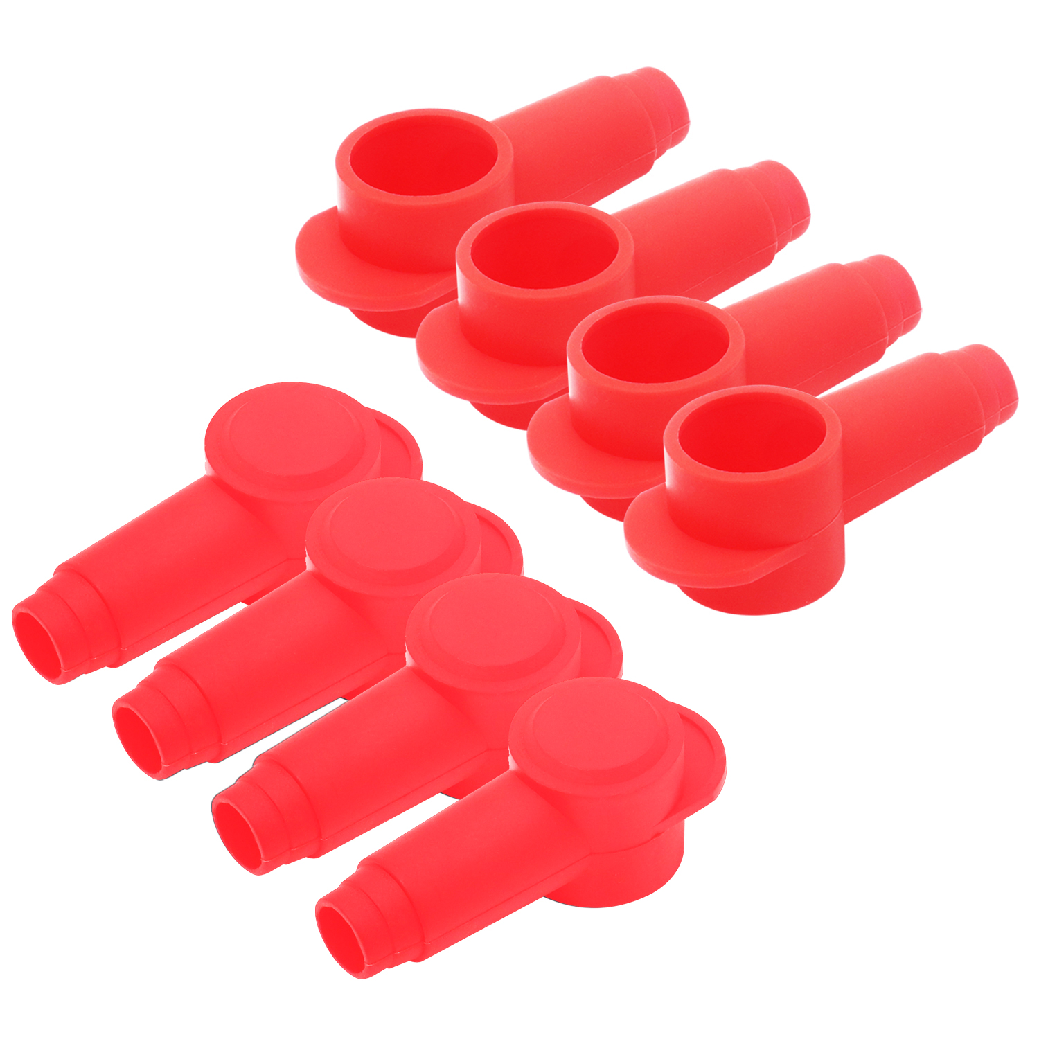 STC10-8R 8 Pack Silicone Terminal Covers for Alternator Battery Stud and Power Junction Blocks, Fits 2AWG to 1/0AWG Wire, 8pcs Red