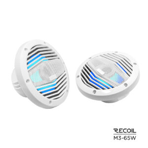 M3-65W 6.5 Inch 2-Way Marine Boat Coaxial Speakers with Built-in RGB LED, Sold in Pair, 4Ohm, Max 210 Watts, White