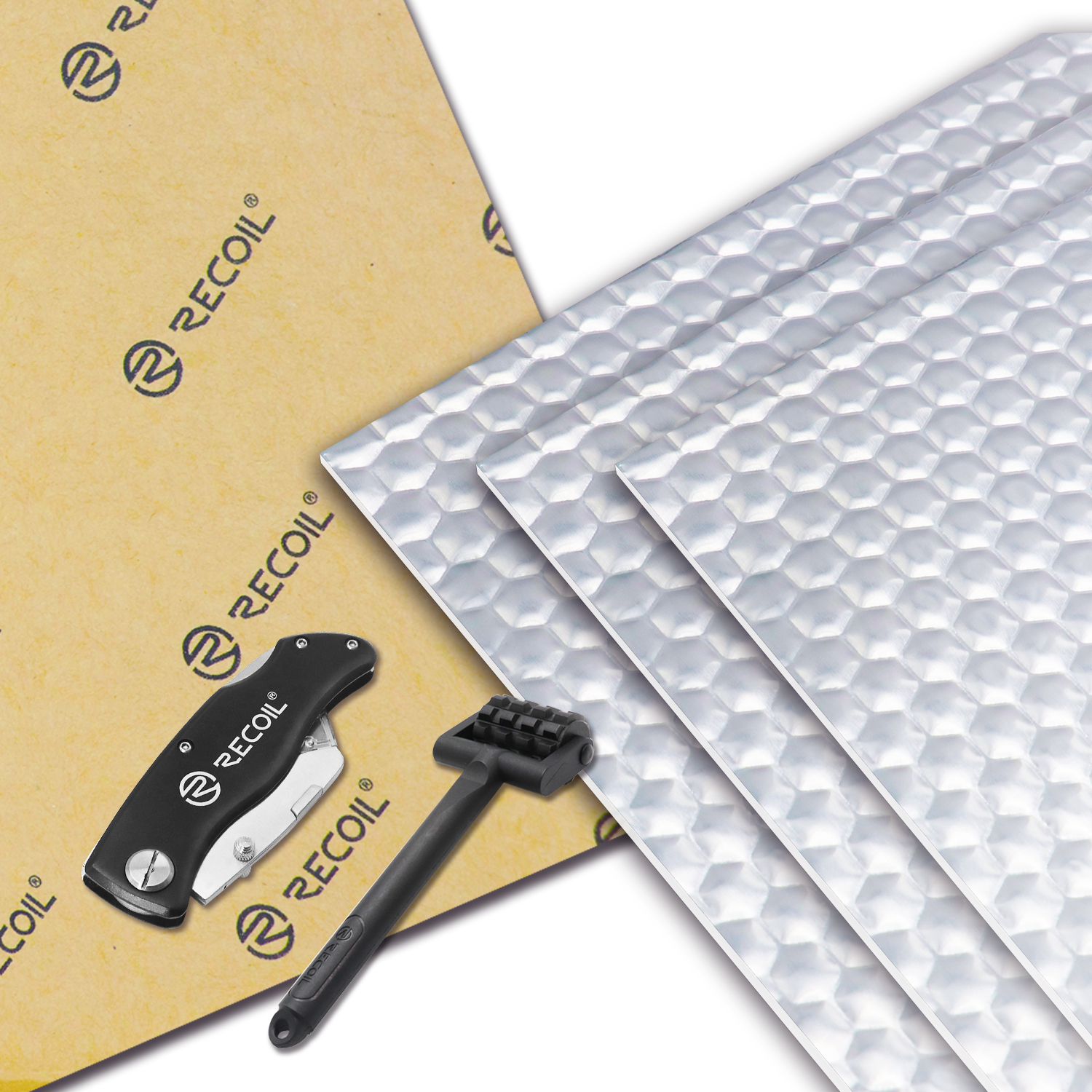 DMBK Professional Grade 90mil 36sqft Car Sound Deadening mat – Butyl Automotive Sound Deadener – Noise Insulation and Vibration Dampening Material (90 mil ) with included roller and knife