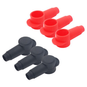 STC20-6 Silicone Terminal Covers for Alternator Battery Stud and Power Junction Blocks, Fits 2-2/0AWG Wire, 3 Red and 3 Black Pairs (6 Pack)